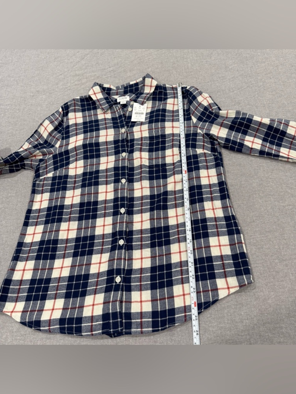 NWT J. Crew Women's Flannel button down shirt blue, white, and red Sz Small - Picture 5 of 10